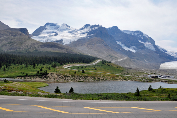 The Athabasca Glacier and snowcoach road